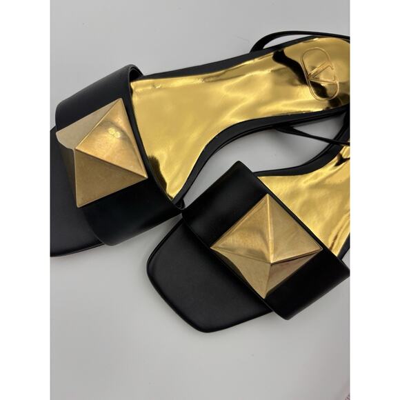 Valentino One Stud Leather Gladiator Sandals Black Leather Size 35 5 Rockstud - Picture 8 of 15